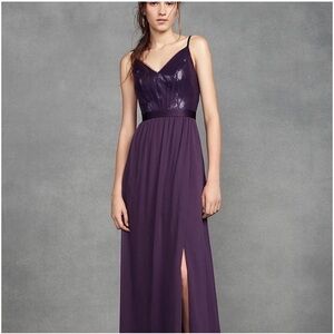 Vera Wang Sequin Bodice Dress and Chiffon Skirt with Slit size 12